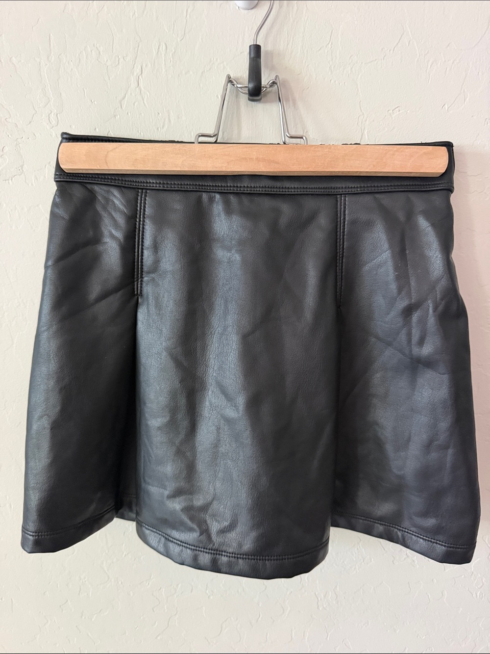 abercrombie kids Black Faux Leather Skater Skirt